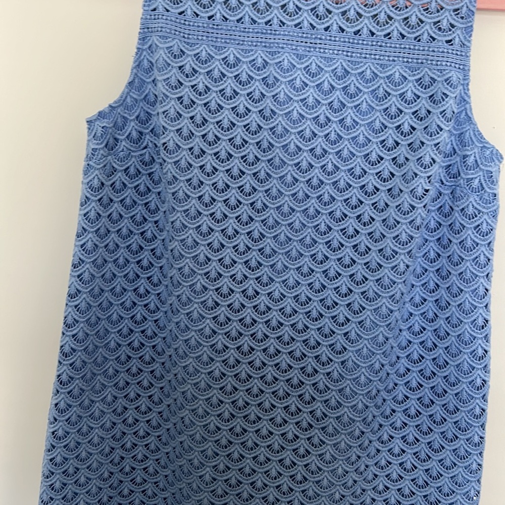 Loft Outlet‎ Light Blue Scalloped Lace Shift Dress - Size 6 - Picture 2 of 6